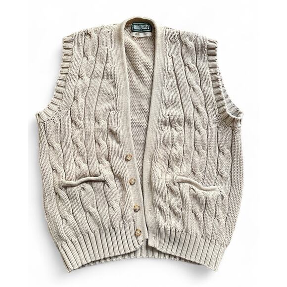 Vintage Cricket Sweater Vest Womens Size Medium Cable Knit Button Front Cotton - Picture 4 of 4